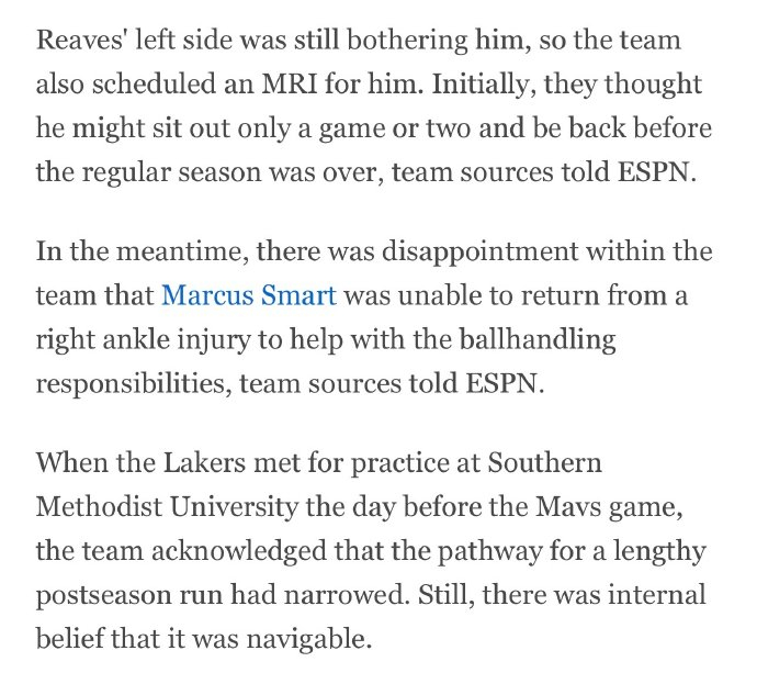 湖人核心伤情未愈 季后赛前景蒙阴影